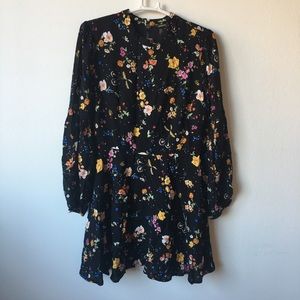 F21 Fit & Flare Black Floral Dress